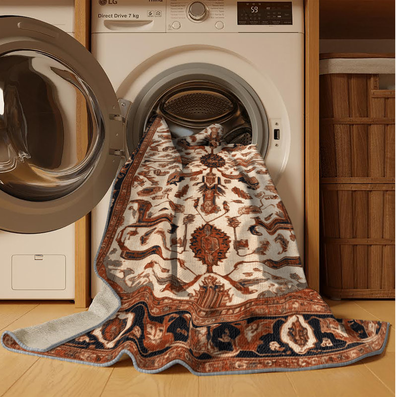 Machine Washable Persian Brown Area Rug, Rectangle 5' x 8'