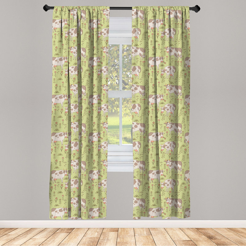 Cattle Floral Semi-Sheer Rod Pocket Sliding Panel, 28" x 63"