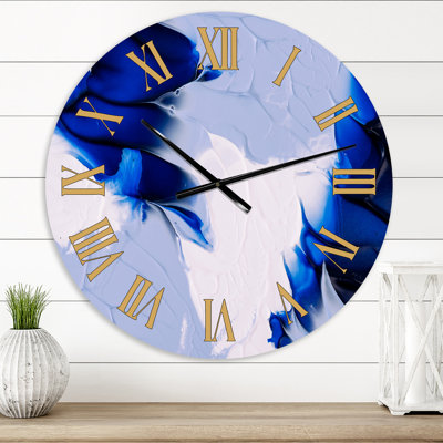 Abstrait vagues bleues, grises et blanches - horloge murale moderne