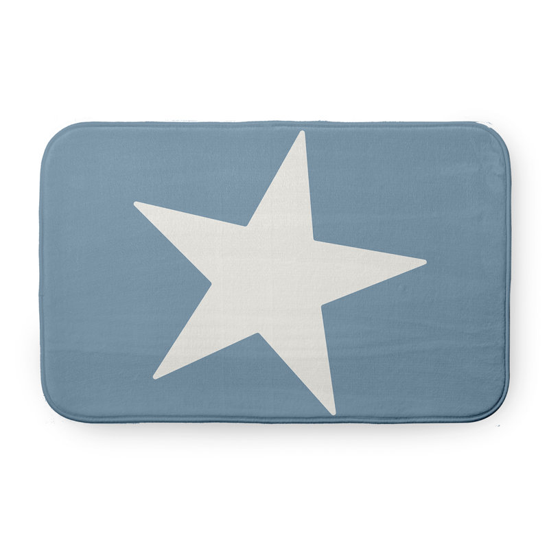 Non-Slip Bath Mat, 17" W x 24" L, Blue/White