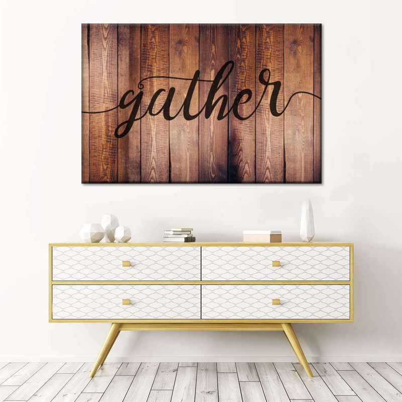«Gather Typographie II», reproduction sur toile, H 32 po x l 48 po x P 1,25 po