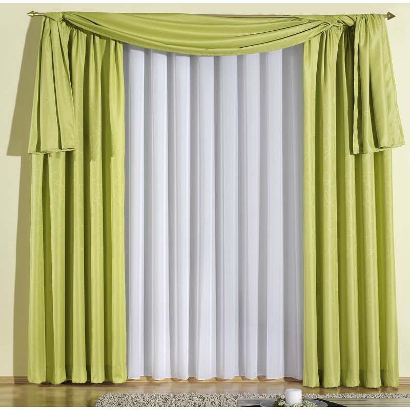 Longoria Room Darkening Window Scarf, 600cm Width x 135cm Drop, Green
