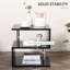 Table moderne noire de 20 po avec tablette de rangement, élégance en forme de S, poteau en acier, rangement latéral à durabilité accrue, design contemporain, stabilité renforcée