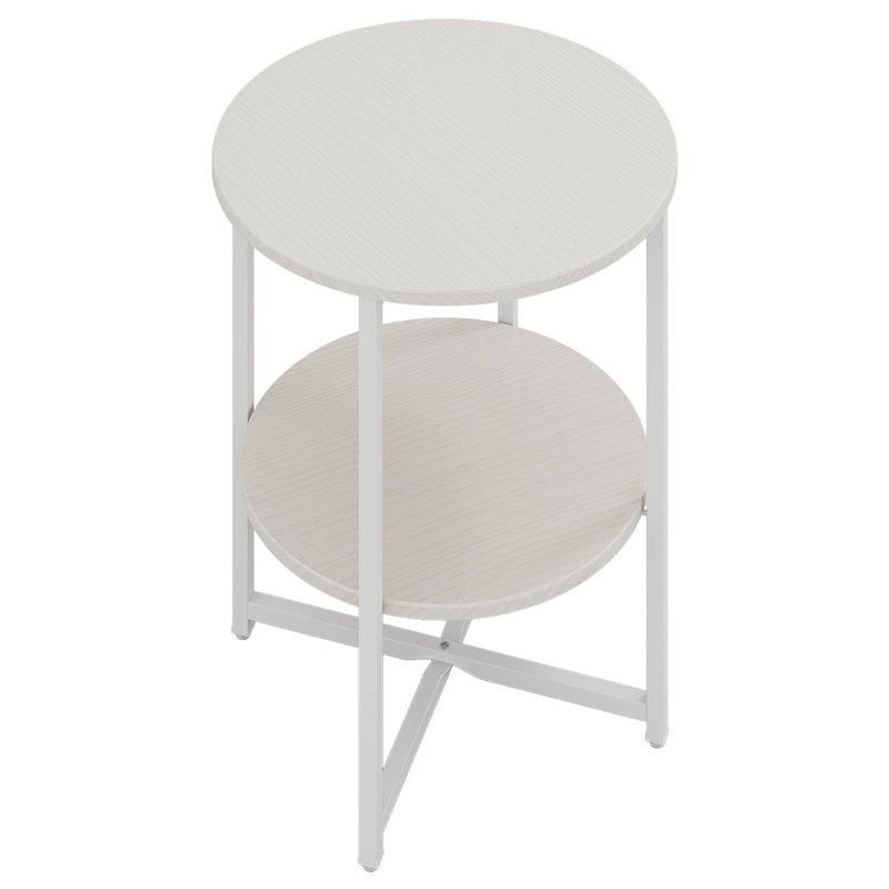 Michalitsa Cross Legs End Table, White Top/White Base