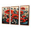 Coquelicots rouges dans la prairie - Illustration rétro - ensemble d'art mural coquelicots-108309711-108309709