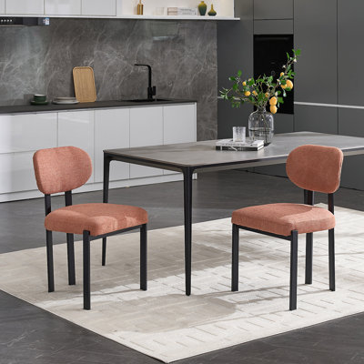 Ensemble de 2 chaises de salle à manger de style moderne Mid-Century Boucle, élégantes et ergonomiques avec des pieds en métal noir pour une assise confortable