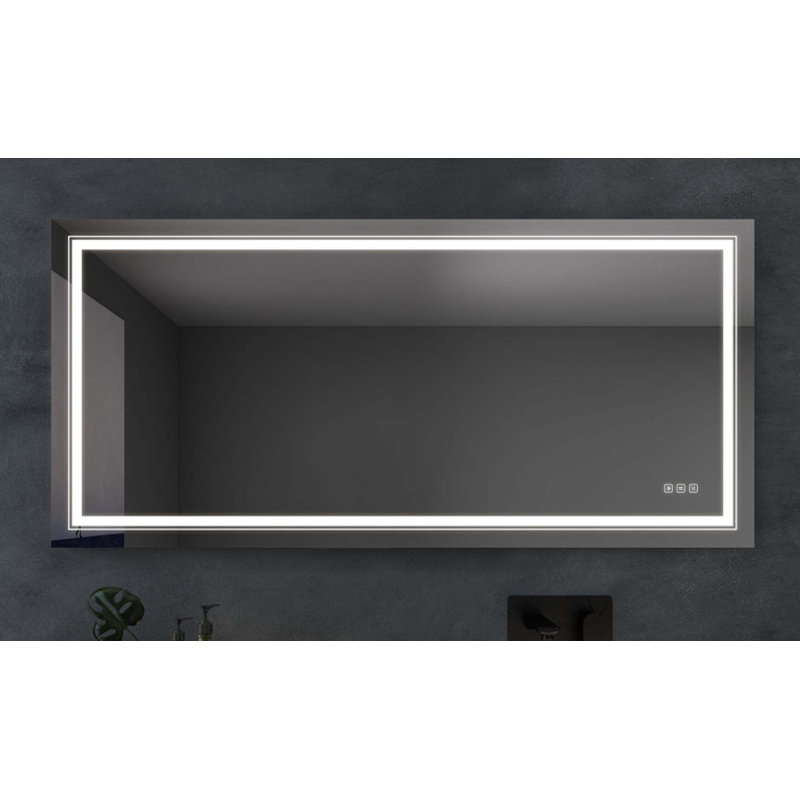 Miroir anti-buée 6028 pouces à DEL avec bouton, Argent argent, 59,06 po x 27,6 po