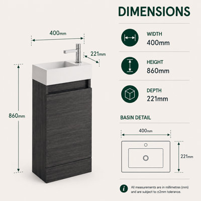 Kratos 390mm Single Bathroom Vanity with Integrated Polymarble Basin