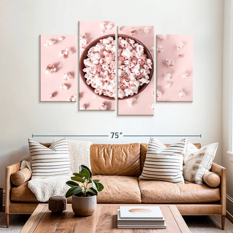 Maïs soufflé rose Yarlin, H 42 po x l 68 po