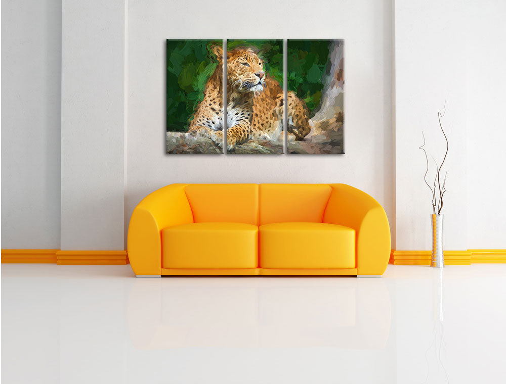 3-tlg. Leinwandbilder-Set „Wunderschöner Leopard in der Natur“, Grafikdruck