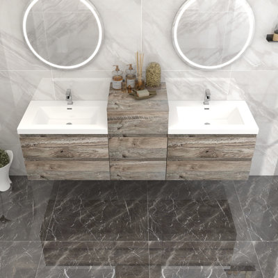 Moreno Bailey Wall Mounted Wall Mounted 2 Double Combined Vanity Unit Bathroom Vanity With Acrylic Top