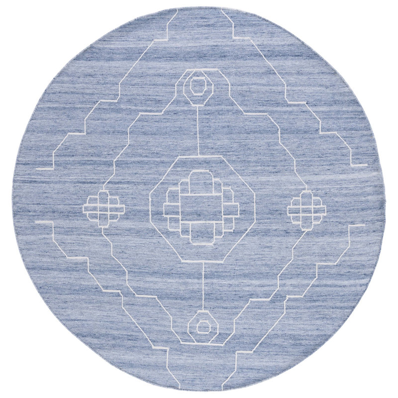 Bosiljko Flat Weave Polpropylene Southwestern Rug, Round 7'