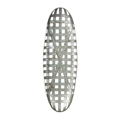 12.5" X 3" X 37.5" Metal Wall Art With Grid Pattern