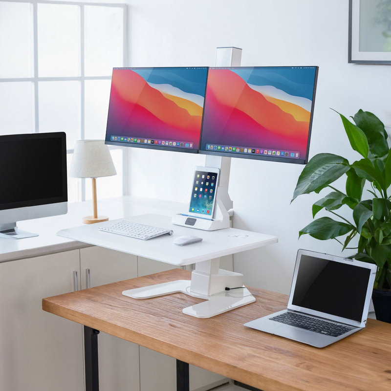 Electric Sit-Stand Desk Converter For 2 Monitors
