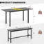 Ensemble de table de salle à manger 3 pièces pour 4 à 6 personnes avec 2 bancs-1234769470-1234769468