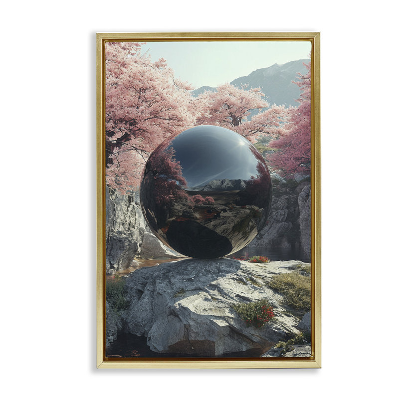 Toile flottante surréelle à motif de boule réfléchissante par Roozbeh Bahramali, H 25 po x l 17 po