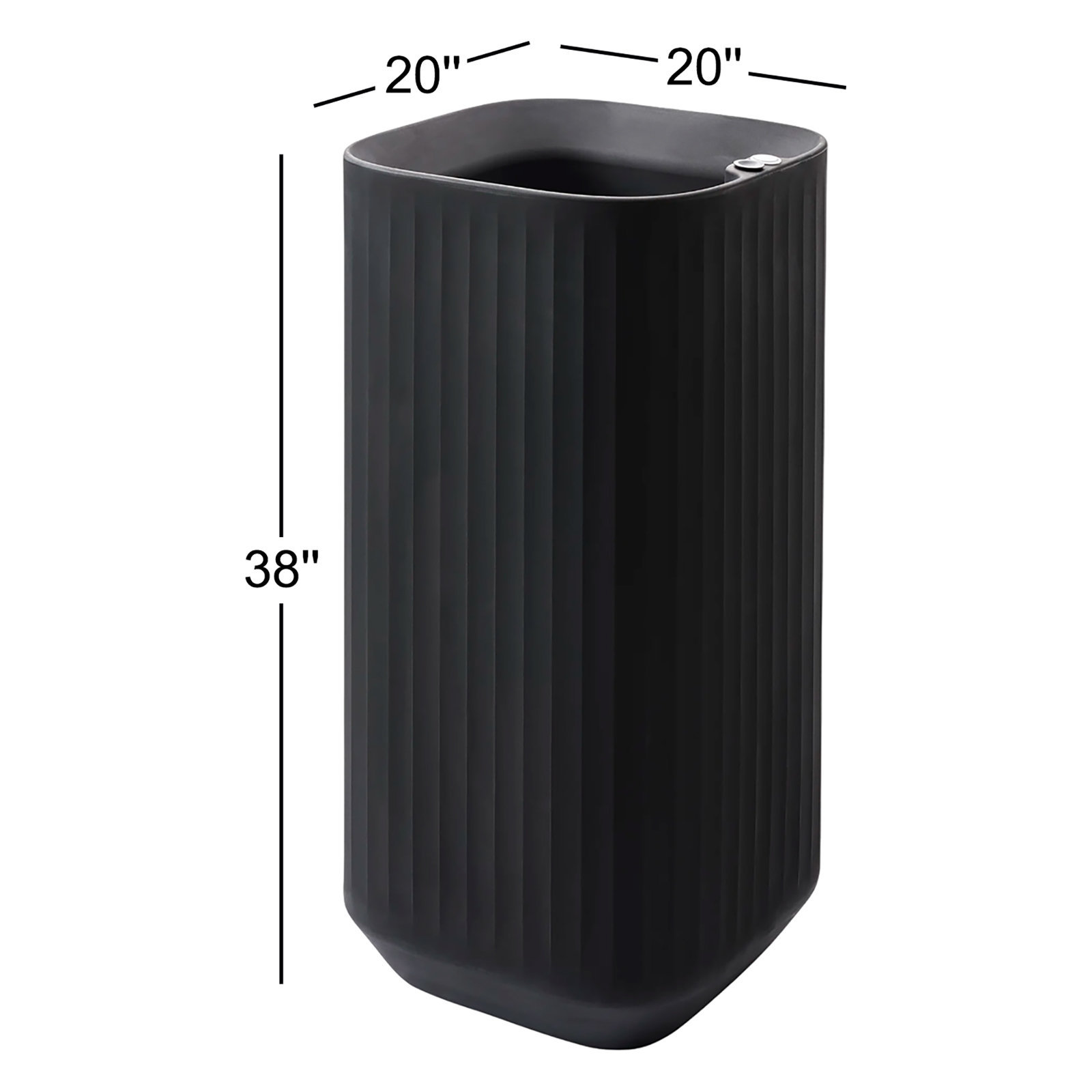 Mod 20" Planter Box, Caviar Black, 20" x 20" x 38"H - Tall Square