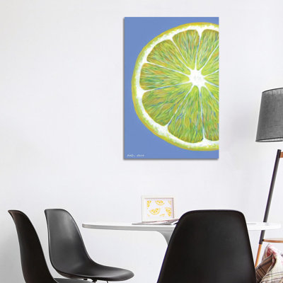 Lemon Slice On Blue by Kirstin Wood - Painting on Canvas