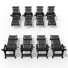 Dareona Pakkdiarie Outdoor HDPE Adjustable Reclining Chaise Lounge Chair With Wheels & Cup Holder (Set of 8)