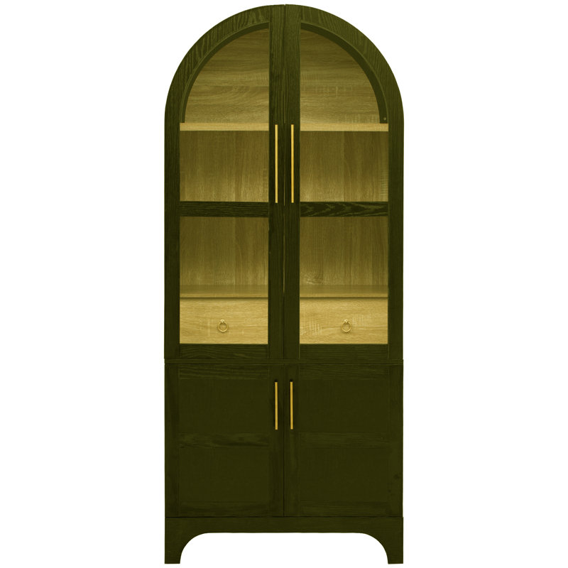 Display Cabinet With Tempered Glass Door, Green