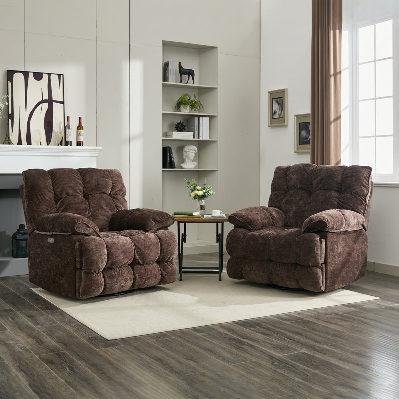 42" Oversized Rocker Recliner Chair, Swivel Rocker Recliner For Living Room, overstuffed Extra Wide Rocking Recliners Soft With Breathable Soft Fabric, up To 350lbs