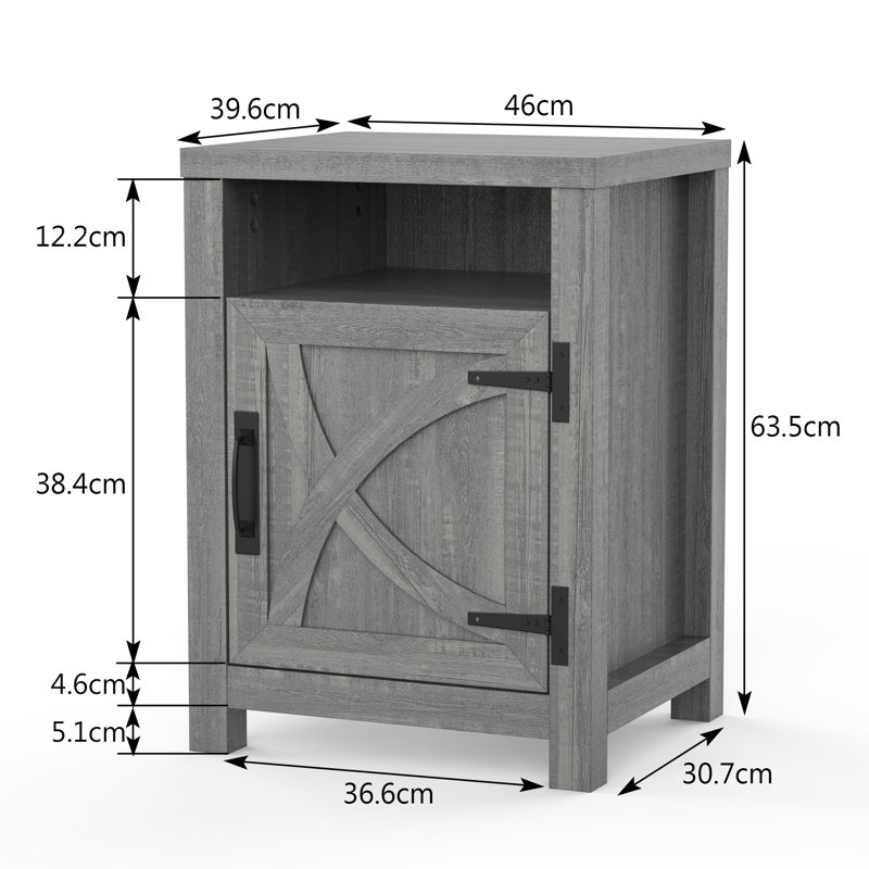 40cm W Solid Wood Bedside Table, Grey