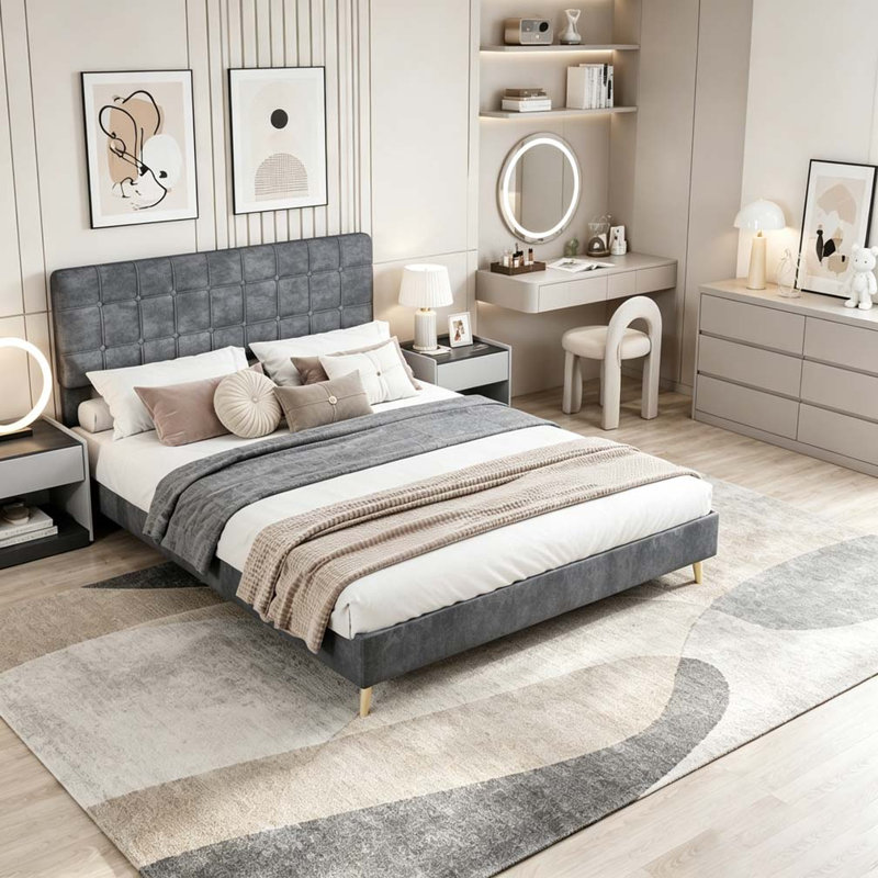 Modern  Bed Frame, Grey