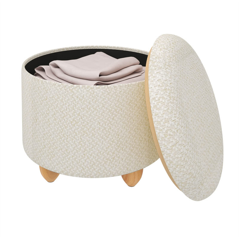 39cm Wide Footstool Ottoman, Cream