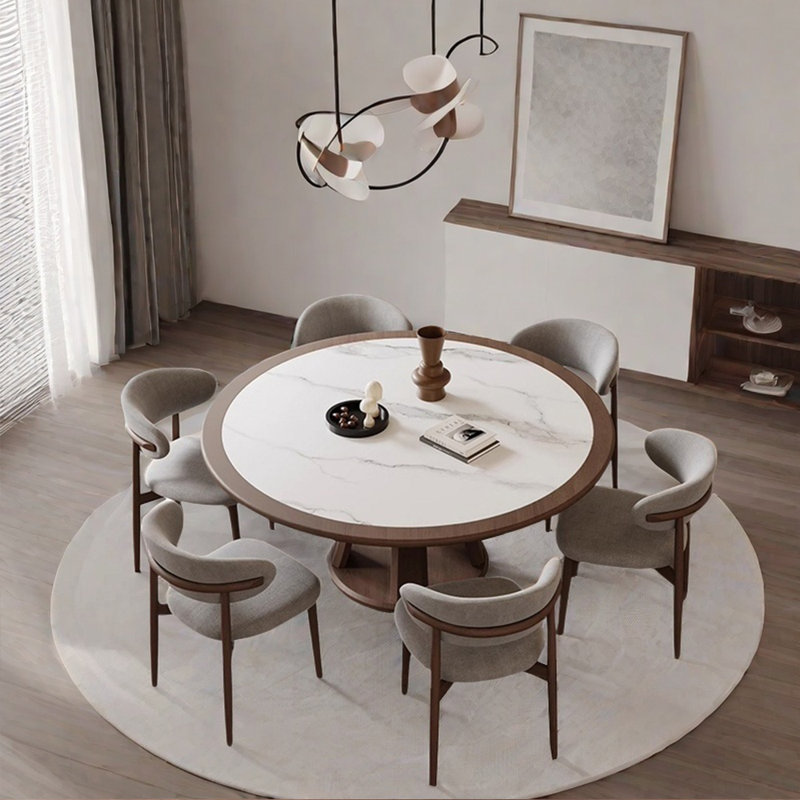Modern simple style round dining table sets, 29.53"H x 51.18"L x 51.18"W
