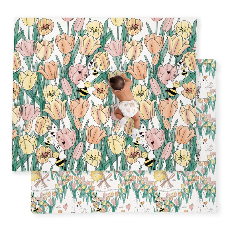 Tapis de jeu en mousse pliable JumpOff Jo, Champs de tulipes