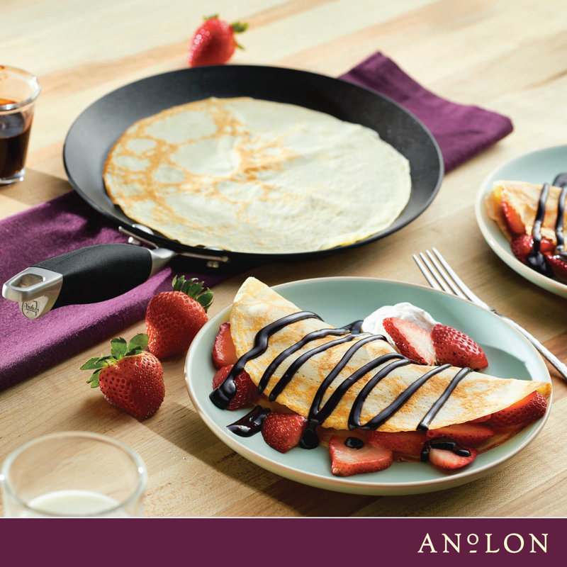 Anolon Advanced Home Hard Anodized Nonstick Crepe / Pancake Pan, 9.5 Inch, Black