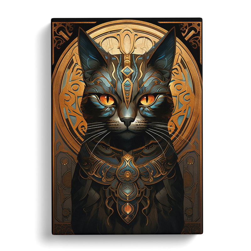 Egyptian Cat Nouveau No.3 - Wrapped Canvas, 76cm H x 50cm W x 3cm D