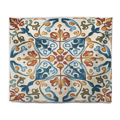 Carreaux de polyester méditerranéen en tapisserie rétro bleu III