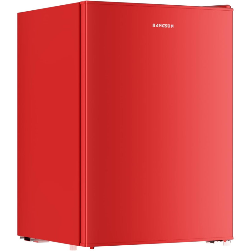BANGSON 2.6 Cu Ft Small Fridge with Freezer for Office Red | Mini Refrigerator for Dorm Bedroom, Compact Fridge, Energy-efficient, Low Noise