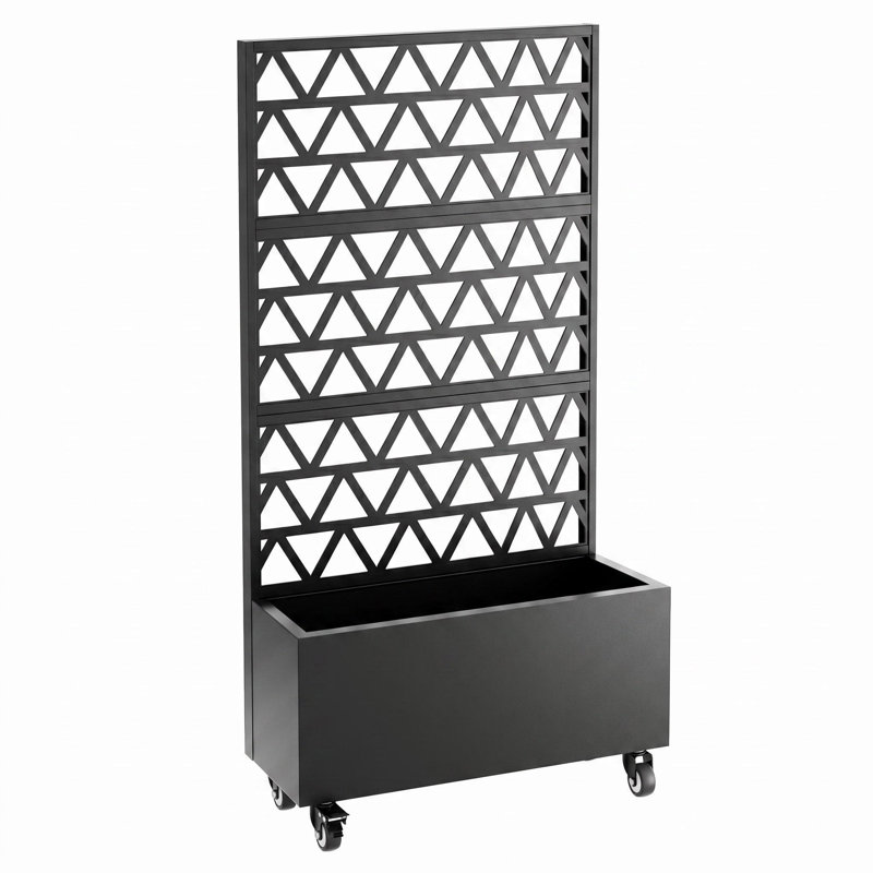 Lit de jardin surélevé en métal avec treillis, boîte à fleurs verrouillable 72 po x 36 po x 16 po - Écran d'intimité pour plantes grimpantes / trous de drainage (assemblage requis)