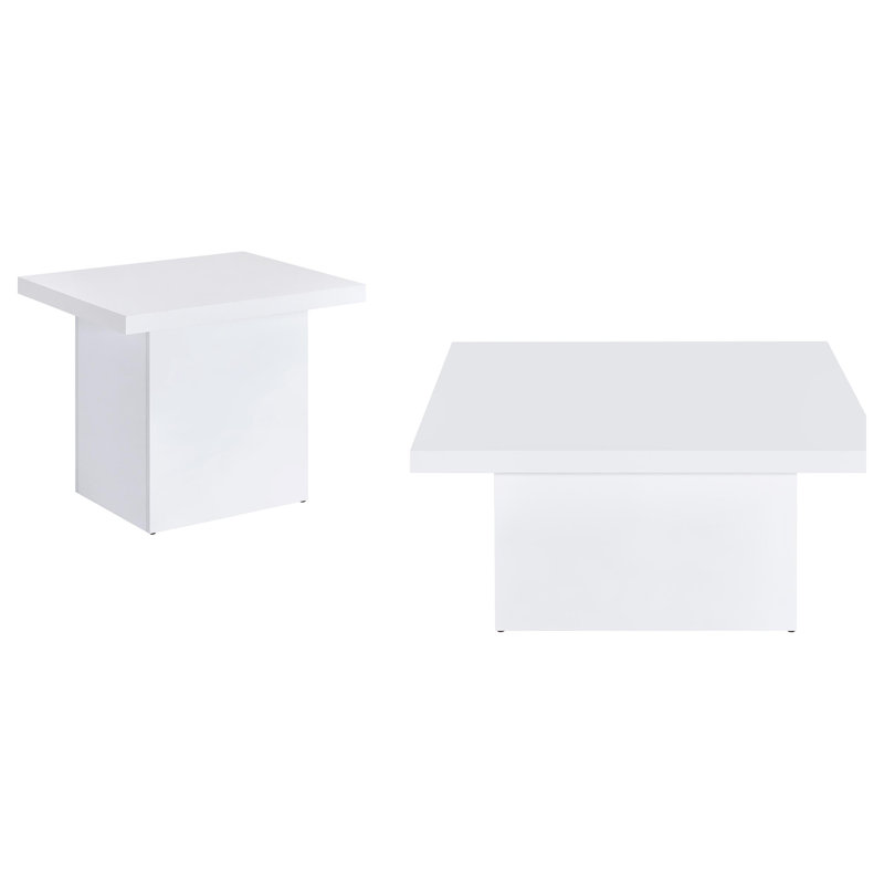 Ensemble de table de salon carré 2 pièces Varani, 2 pièces: table basse, table de bout, Blanc
