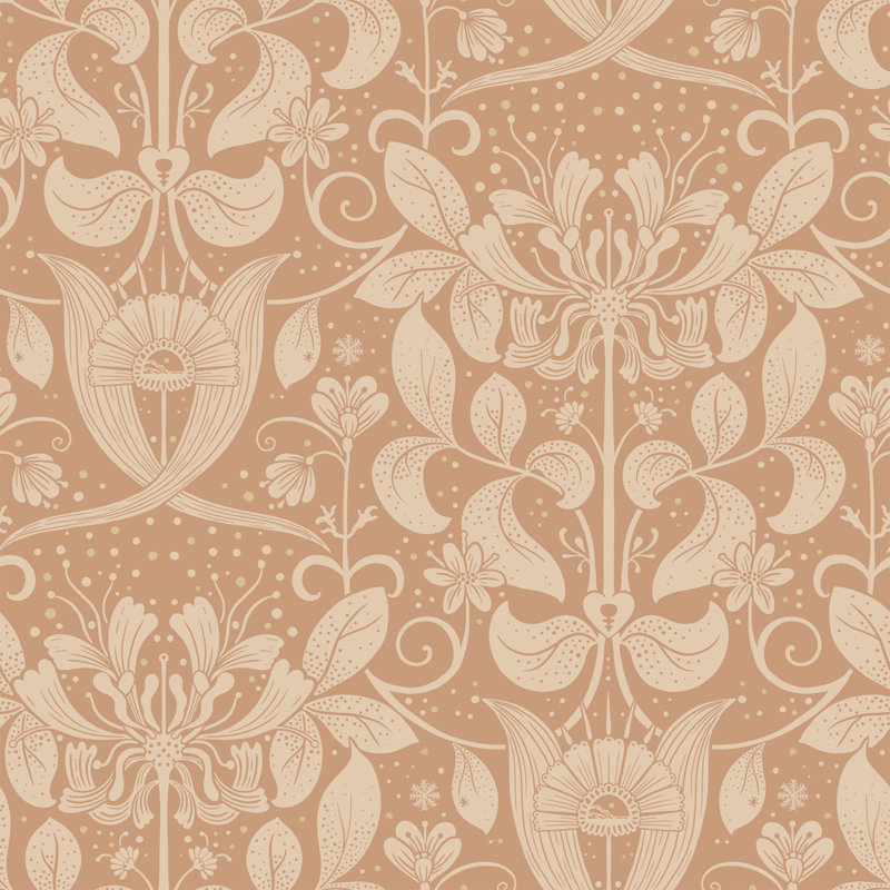 Hjarterum Berit Honeysuckle Trellis 10.05m x 53cm Matte Wallpaper Roll, Orange