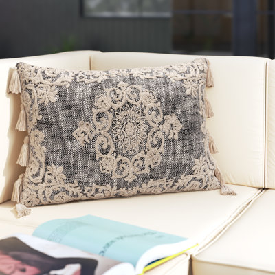 Classic Medallion Embellished Lumbar Pillow