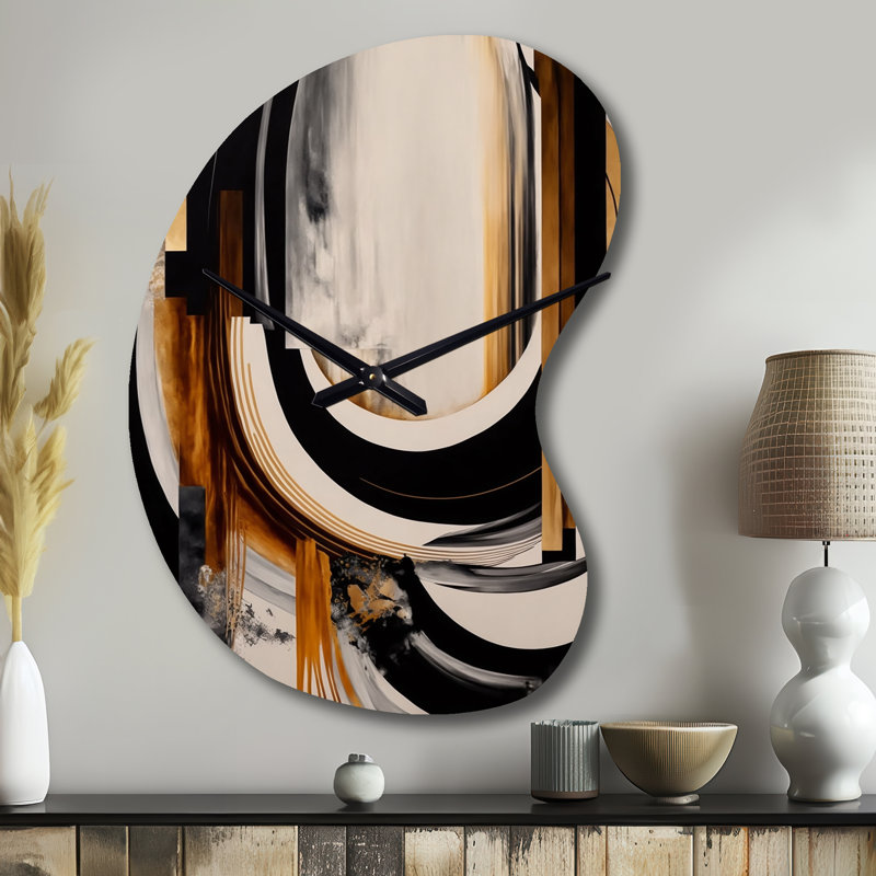 Horloge murale unique en forme de flèche dorée Art Deco IV, Petit