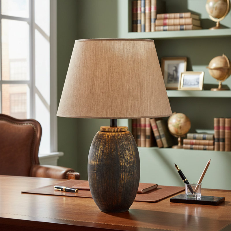 Auerbach 18" Metal Table Lamp With Fabric Shade