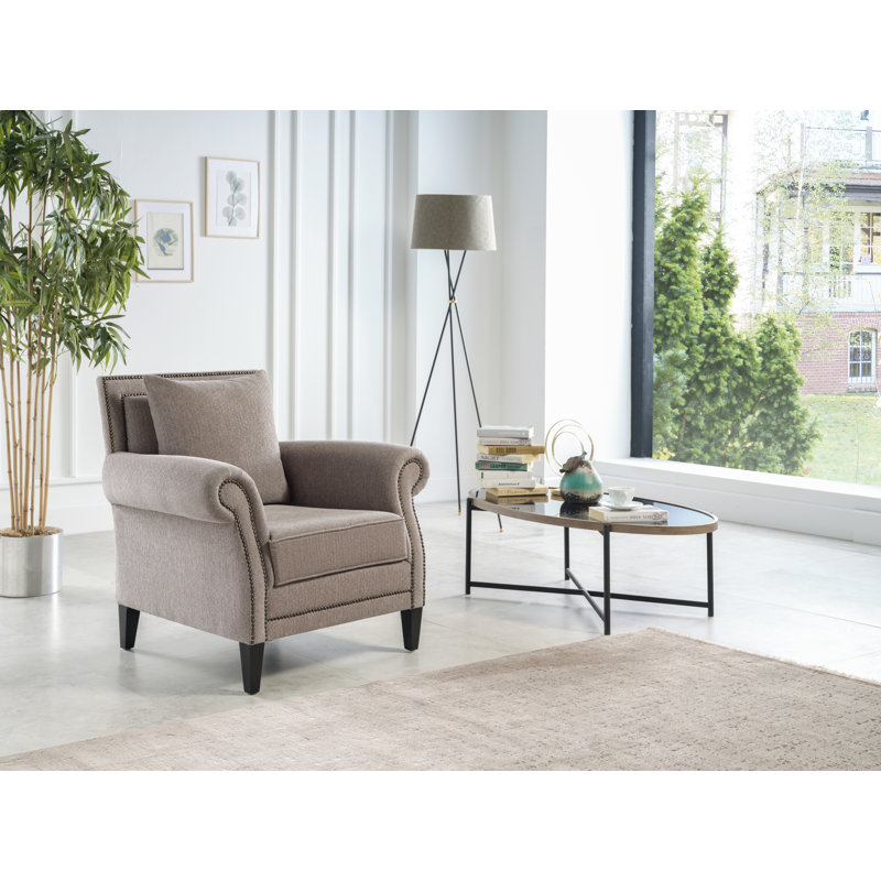 Fauteuil large de 35,4 po Java, beige