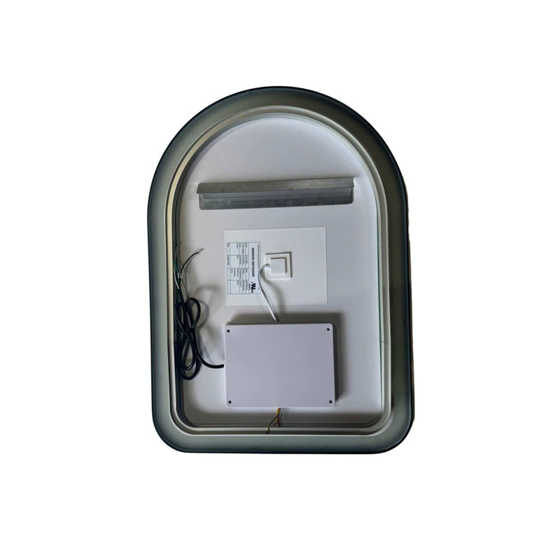 28 Inch Arch LED Front and Backlit Wall Mirror in Black, Black, 28" x 20"