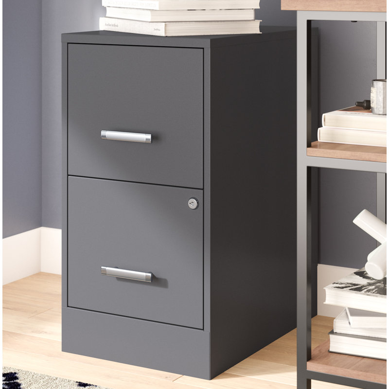 14.25'' Wide 2 -Drawer Steel File Cabinet, Charcoal