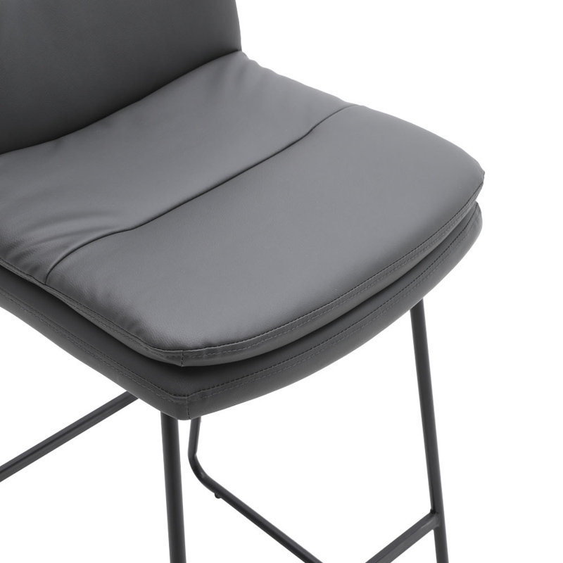 Aidie Upholstered Counter Stool with Metal Frame, Grey