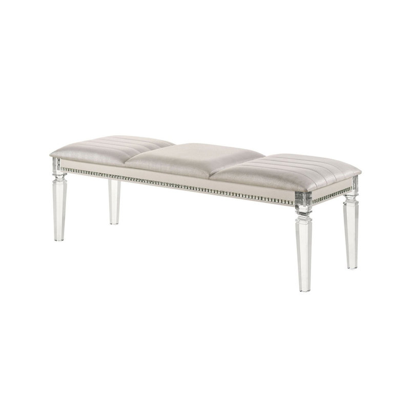Banc contemporain l 53,6 po, blanc perle