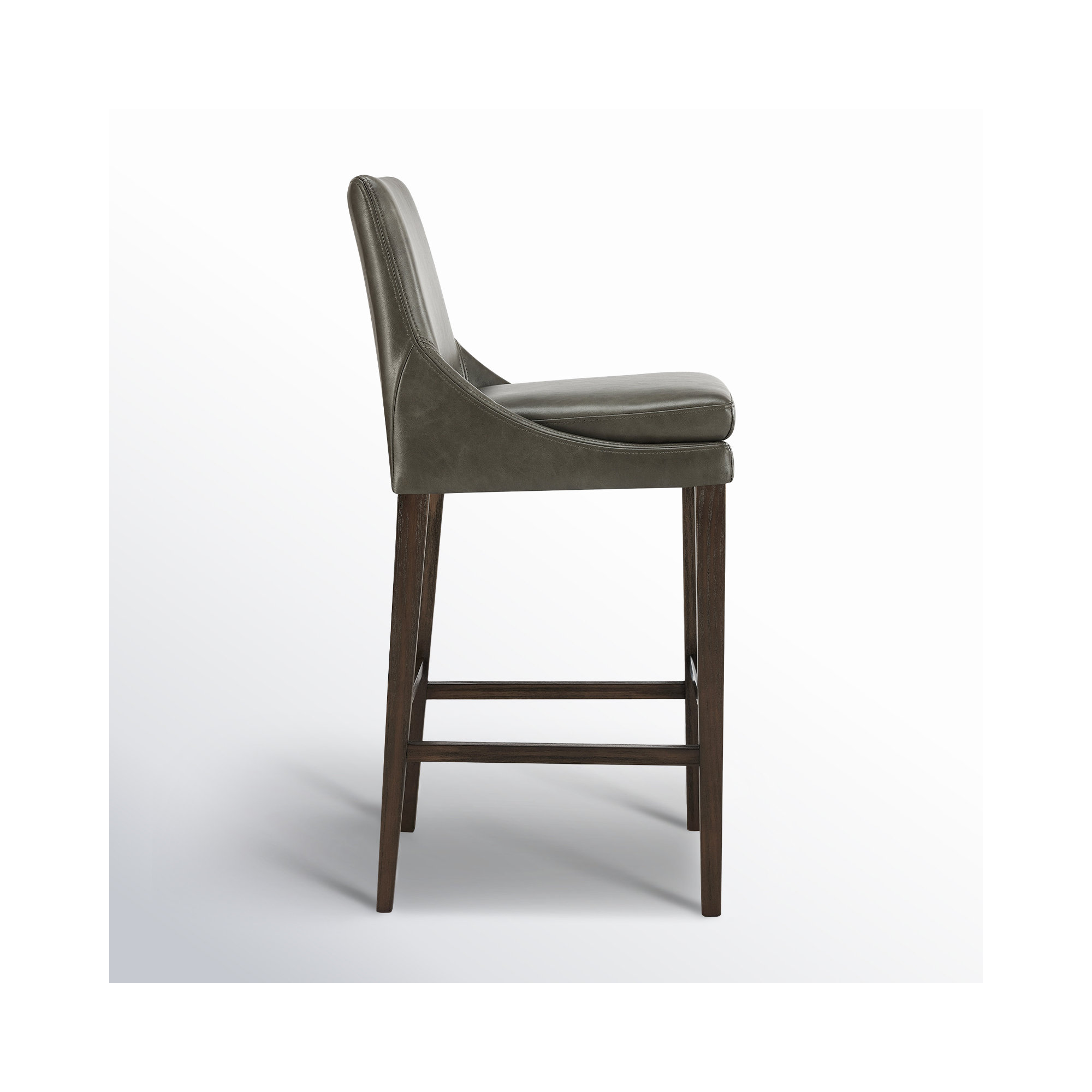 Niara Upholstered Leather Counter & Bar Stool, Bar Stool (30” Seat Height), Copley Slate Faux Leather/Brown