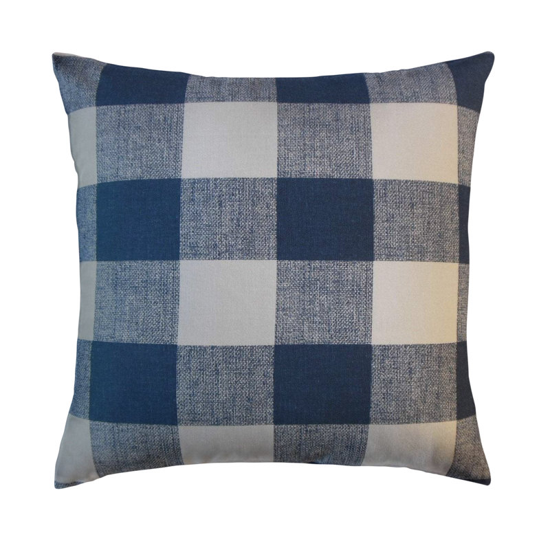 Coussin écossais Oormi, 18 po x 18 po, Bleu / blanc, Coussin décoratif