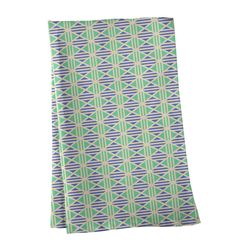 Serviette de thé à losanges doublés Mcguigan, Sergé de coton, Vert / bleu