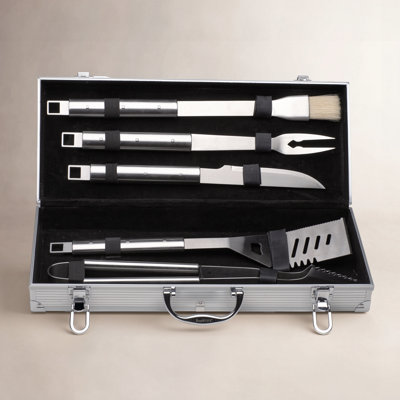 Ensemble d'outils de barbecue en acier inoxydable Berghoff Essentials Cubo 6Pc 18/10 avec boîtier en métal