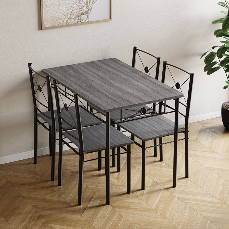 Adalat 4 - Person Dining Set, Black, Grey